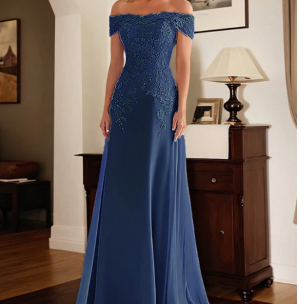 Elegant Off The Shoulder Sheath Mother of the Bride Dress with Lace